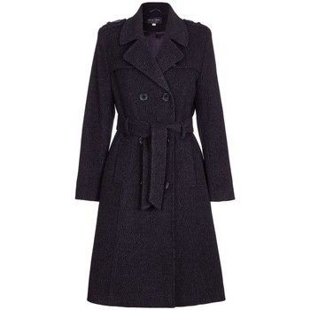 Winter Wool Belted Long Military Trench Coat  women's Coat in Black