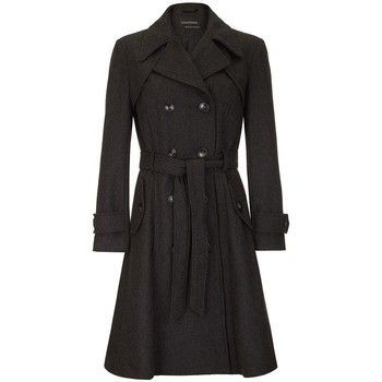 Women's Dark Grey Wool Winter Belted Trench Coat  women's Coat in Grey