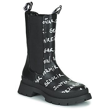 SHOES CHELSEA HIGH LETTERING  women's Mid Boots in Black