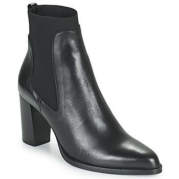 5912-CUIR-NOIR  women's Low Ankle Boots in Black