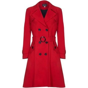 Spring Belted Trench Coat  in Red