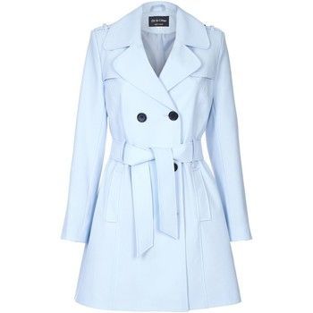 Spring Tie Belted Trench Coat  in Blue