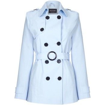 Spring Tie Belted Short Trench Coat  in Blue