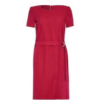 Short Sleeve Belted Dress  in Red