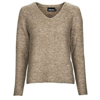 PCELLEN LS V-NECK KNIT  women's Sweater in Brown