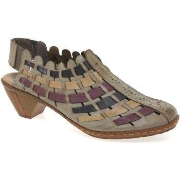 Sina Leather Woven Heeled Shoes  women's Court Shoes in Beige. Sizes available:4,5,6,6.5,7,8