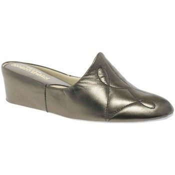 Dulcie Leather Ladies Slippers  women's Clogs (Shoes) in Silver. Sizes available:2,3,4,5,6,7,8,9