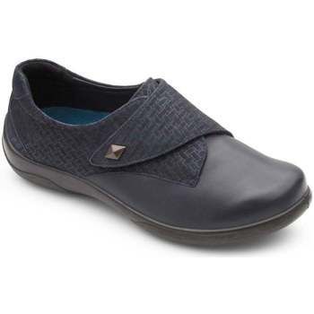 Viola Womens Leather Textured Panel Rip Tape Shoes  women's Loafers / Casual Shoes in Blue. Sizes available:3,5,6,8