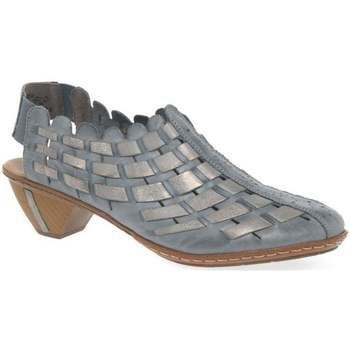 Sina Leather Woven Heeled Shoes  women's Sandals in Blue. Sizes available:5,6,6.5,7.5