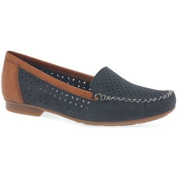 Peggy Womens Punched Detail Moccasins  women's Loafers / Casual Shoes in Blue. Sizes available:3.5,5,6,7.5