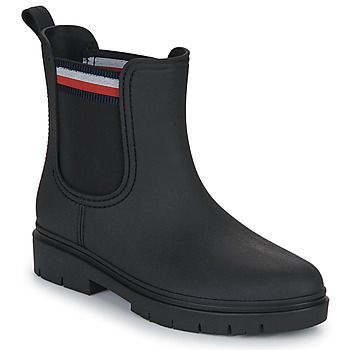 Rain Boot Ankle Elastic  women's Wellington Boots in Black