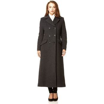 Double Breasted Fitted Long Coat  women's Coat in Grey