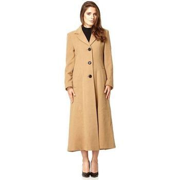 Double Single Fitted Long Coat  women's Coat in Beige