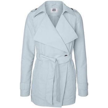 Baby Blue Score Cross Over Wrap Spring Trench Coat  women's Trench Coat in Blue