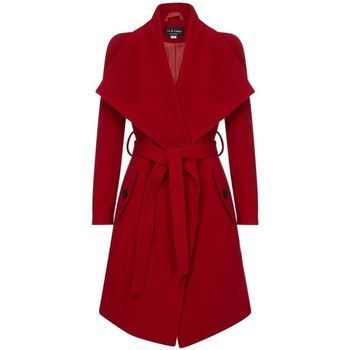 Winter Wool Cashmere Wrap Coat with Large Collar  women's Coat in Red