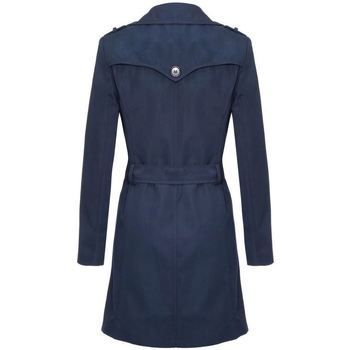 Navy Womens Spring Tie Belted Trench Coat  women's Trench Coat in Blue