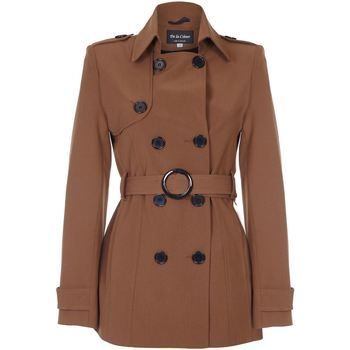 Spring Tie Belted Short Trench Coat  in Brown