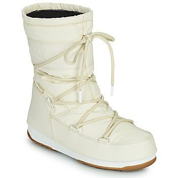 MOON BOOT MID RUBBER WP  women's Snow boots in White. Sizes available:3.5,4,5,6,6.5,7,8