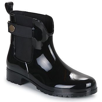 Ankle Rainboot With Metal Detail  women's Wellington Boots in Black