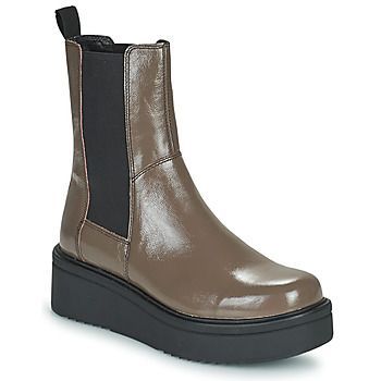 TARA  women's Mid Boots in Brown. Sizes available:3,4,5,6,7,8,9