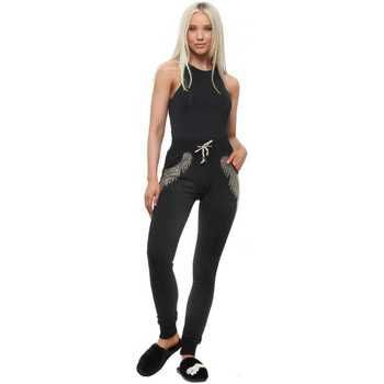 Black Angel Wings Studded Pocket Joggers  women's Sportswear in Black