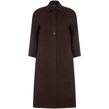 Single Breasted Wool and Cashmere Blend Long Winter Coat  in Brown