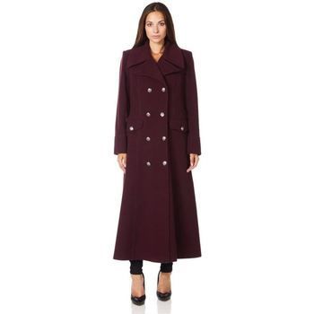 Military Cashmere Wool Winter Coat Fur Collar  in Red