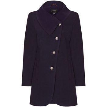 Navy Womens Assymetic 3/4 Coat with Multi Buttons  in Purple