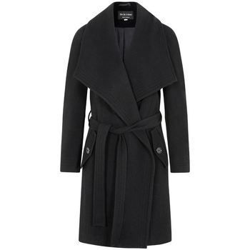 Winter Wool Cashmere Wrap Coat with Large Collar  women's Coat in Black