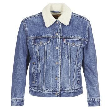 Levis  EX-BF SHERPA TRUCKER  women's Denim jacket in Blue. Sizes available:S,M,L,XL,XS,UK M
