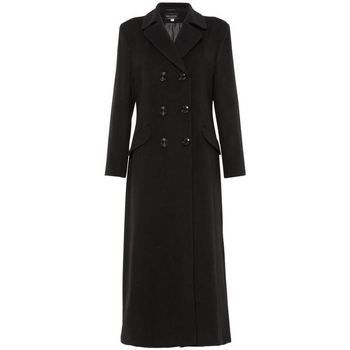 Double Breasted Fitted Long Coat  women's Coat in Black