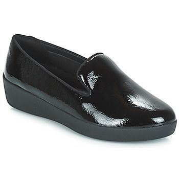 AUDREY SMOKING SLIPPERS CRINKLE PATENT  women's Loafers / Casual Shoes in Black. Sizes available:3,4