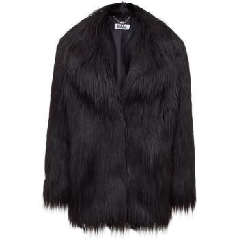 Black Heather Luxe Faux Mongolian Faux Fur Jacket  in Black