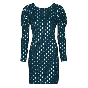 HERMIONE R1  women's Dress in Blue. Sizes available:UK 6,UK 8,UK 10,UK 12,UK 14,UK 16