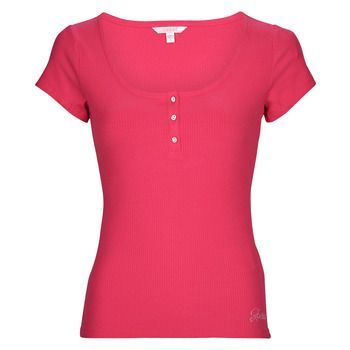 SS KARLEE JEWEL BTN HENLEY  women's T shirt in Pink