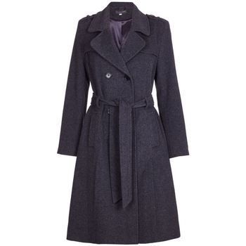 Winter Wool   Cashmere Belted Long Military Trench Coat  women's Coat in Grey