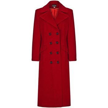 De La Creme Red Womens Wool Cashmere Long Winter Coat Size 8  in Red