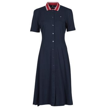PIQUE F F MIDI POLO DRESS SS  women's Dress in Blue. Sizes available:S,M,L,XL,XS