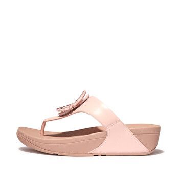 LULU CRYSTAL-CIRCLET LEATHER TOE-POST SANDALS  women's Flip flops / Sandals (Shoes) in Pink