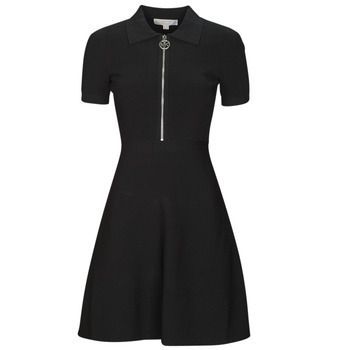 ECO POLO SS ZIP DRS  women's Dress in Black