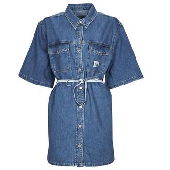 UTILITY BELTED SHIRT DRESS  women's Dress in Blue