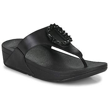 LULU CRYSTAL-CIRCLET LEATHER TOE-POST SANDALS  women's Flip flops / Sandals (Shoes) in Black