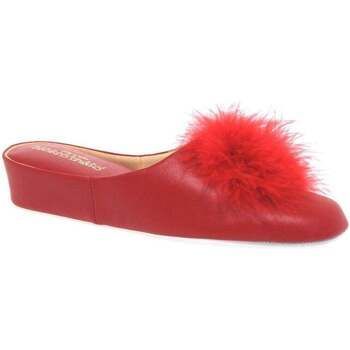 Pom Pom II Womens Leather Slippers  women's Clogs (Shoes) in Red. Sizes available:4,5,6,7