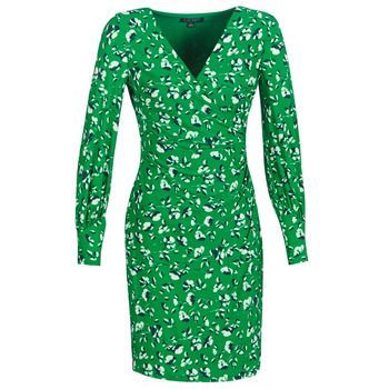 FLORAL PRINT-LONG SLEEVE-JERSEY DAY DRESS  women's Dress in Green. Sizes available:US 0