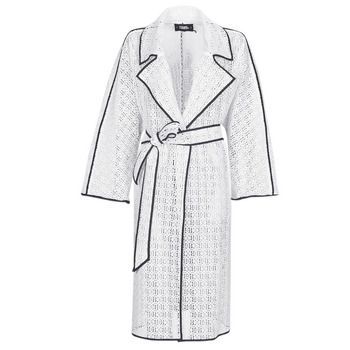 KL EMBROIDERED LACE COAT  women's Trench Coat in White