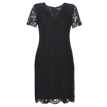 SCALLOPED LACE DRESS  women's Dress in Black. Sizes available:US 6,US 2,US 4,US 0