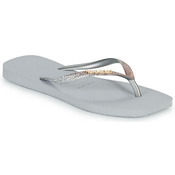 square glitter  women's Flip flops / Sandals (Shoes) in Grey