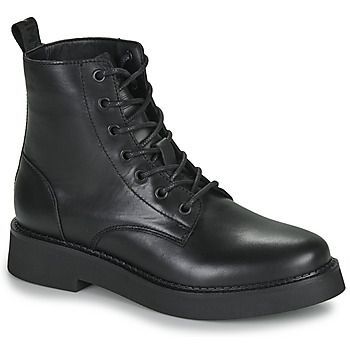 TJW LACE UP FLAT BOOT  women's Mid Boots in Black