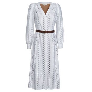 ROPE STRIPES HEMP DS  women's Long Dress in White