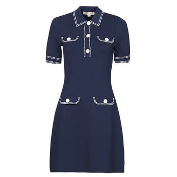 CONTRAST STITCH BUTTON DRESS  women's Dress in Blue. Sizes available:S,L,XS